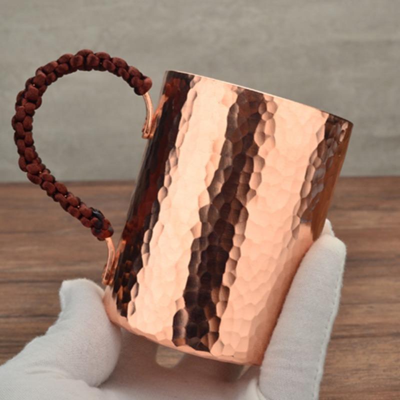 Copper Handmade Hammered Straight Coffee Mug Water Mug Copper Tea Cup Multifunction Teaware Copper Water Cup