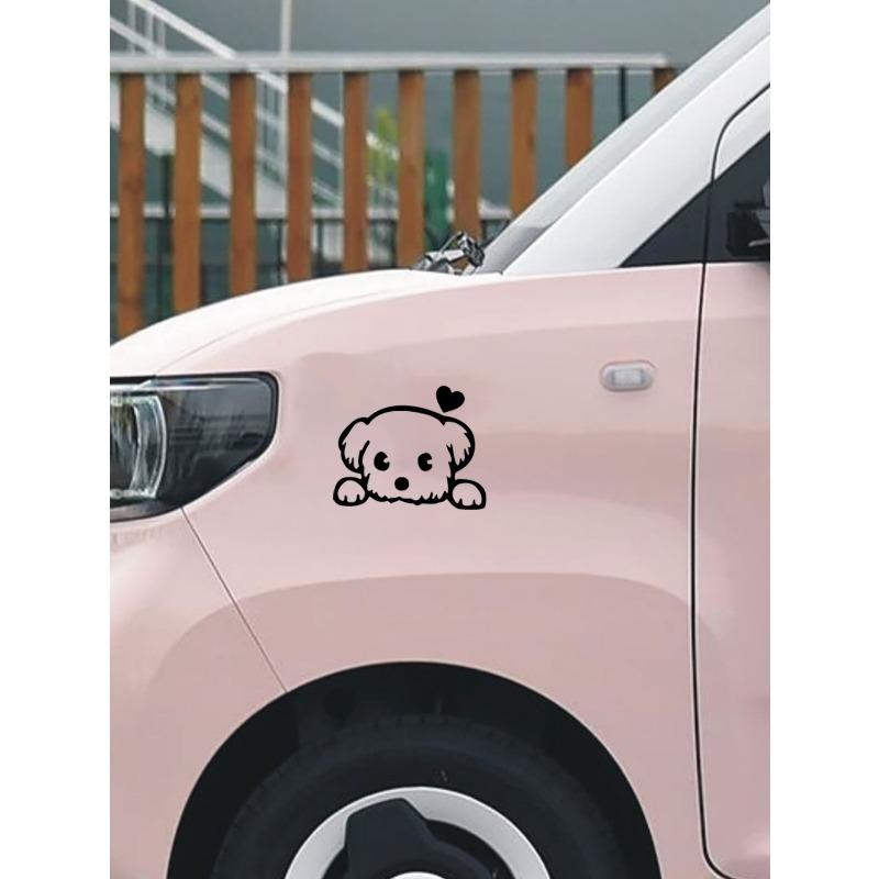 Black Dog & Heart Pattern Car Stickers, Universal Car Exterior Decorative Sticker