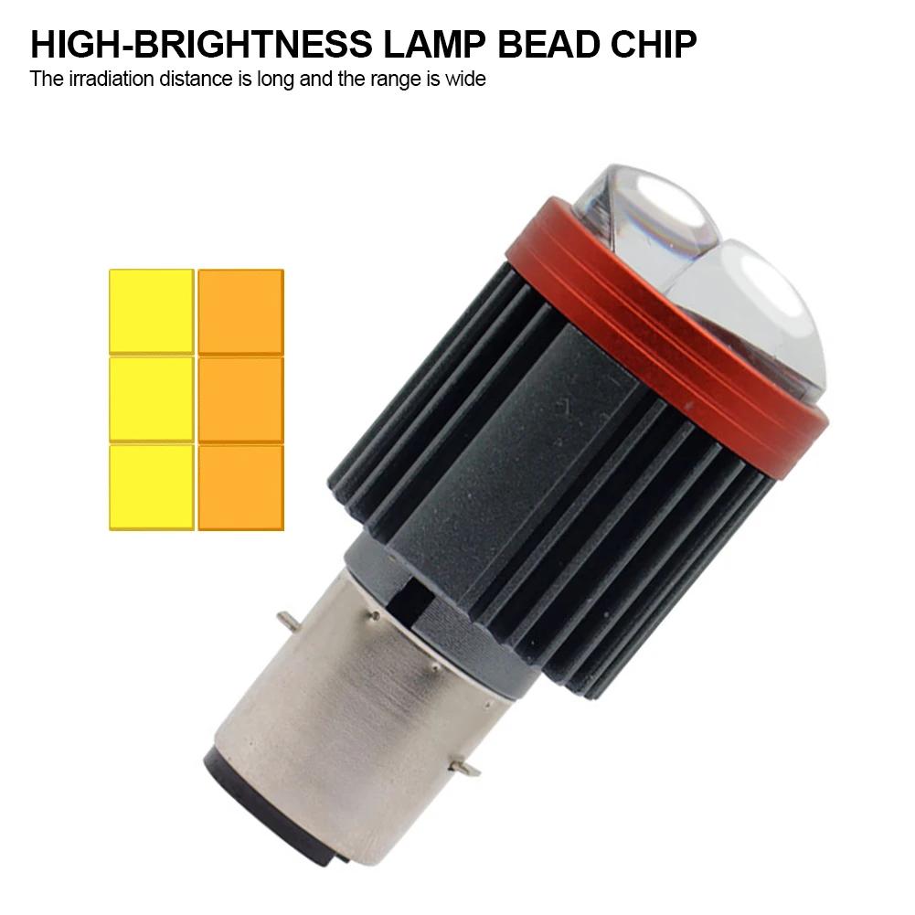 12V-80V Motorcycle led Headlight BA20D Strobe Dual-Lens Projector Headlight IP67 Waterpoof Focused Beam DRL Light White Yellow