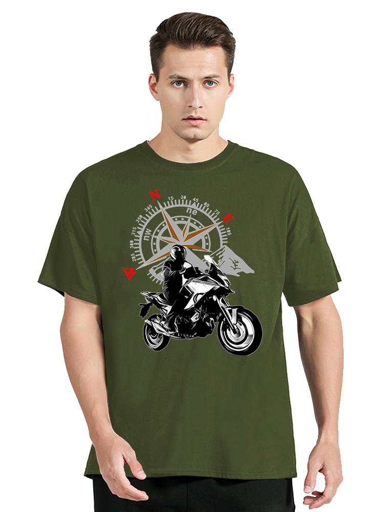 Mountain Motorcycle And Compass Graphic Tshirt Funny Tripunisex Clothing Fashion Harajuku T-shirt Loose Tops Motorcycle T Shirt