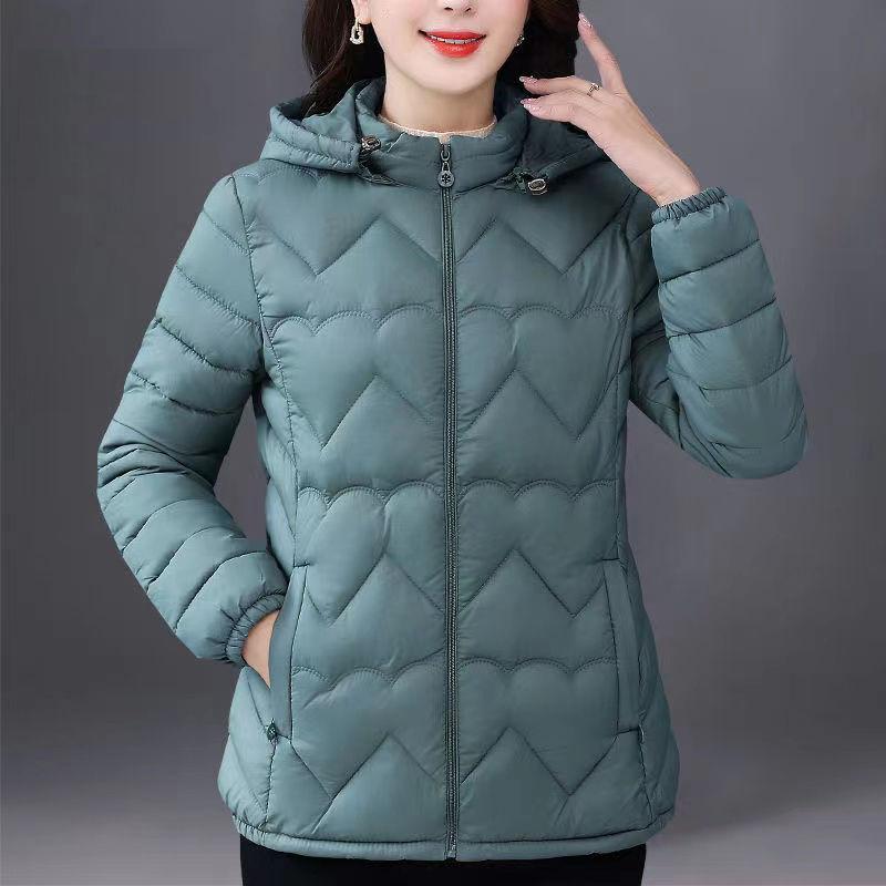Plus-size Autumn Winter Solid Color Hoodie Fashion Women Warm Zipper Coat Loose Casual Tide Jacket Thin Down