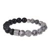 Men's Titanium Steel Tiger Eye & Volcanic Stone Beaded Bracelet