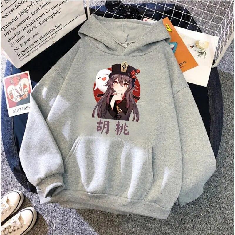 Neu in Genshin Impact Hu Tao Kawaii Hoodie Unisex Hoodies Damen Streetwear Sweatshirts Übergroße Trainingsanzüge Mädchenkleidung