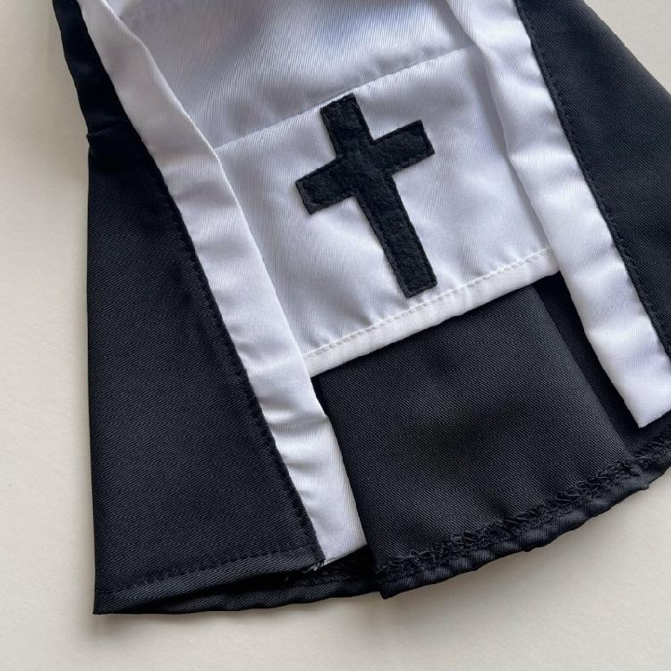 Halloween Nun Outfit For Small Dog And Cats Hooded Sister Costume For Pet Party DressingUp And Photography Accessory