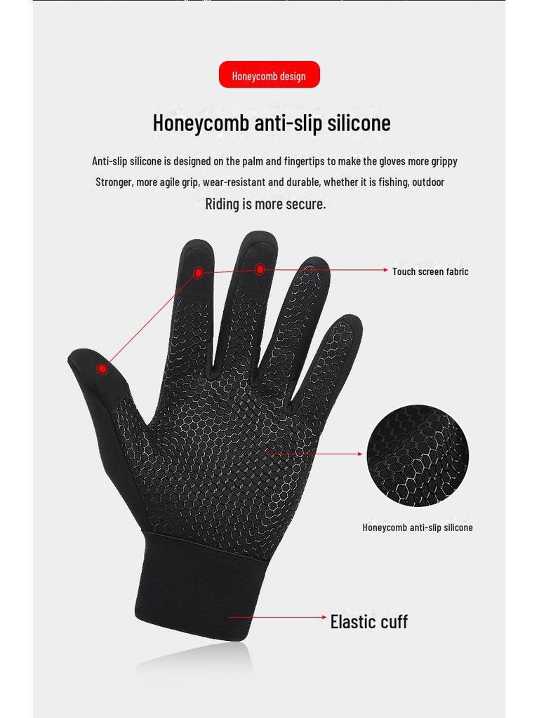 Unisex Kış Silikon Kaymaz Dokunmatik Ekranlı Kayak ve Bisiklet Eldivenleri - Kalın, Sıcak, Açık Hava Sporları Ekipmanları