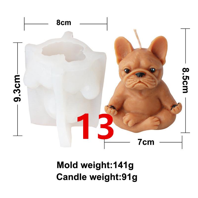 Yoga Animal Silicone Mold 3D Pug Prayer Meditating Rabbit Mould Praying Turtle DIY Mold Scented Candle Pet Plaster Resin Mold