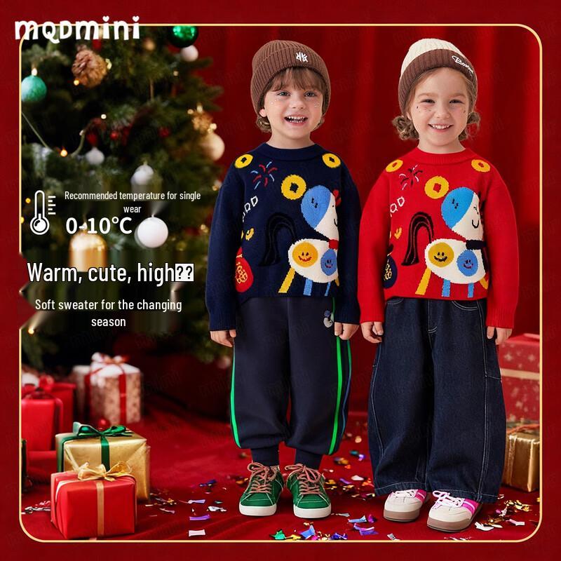 MQDMINI Kids  Happy Horse Warm Knit Pullover Sweater 100