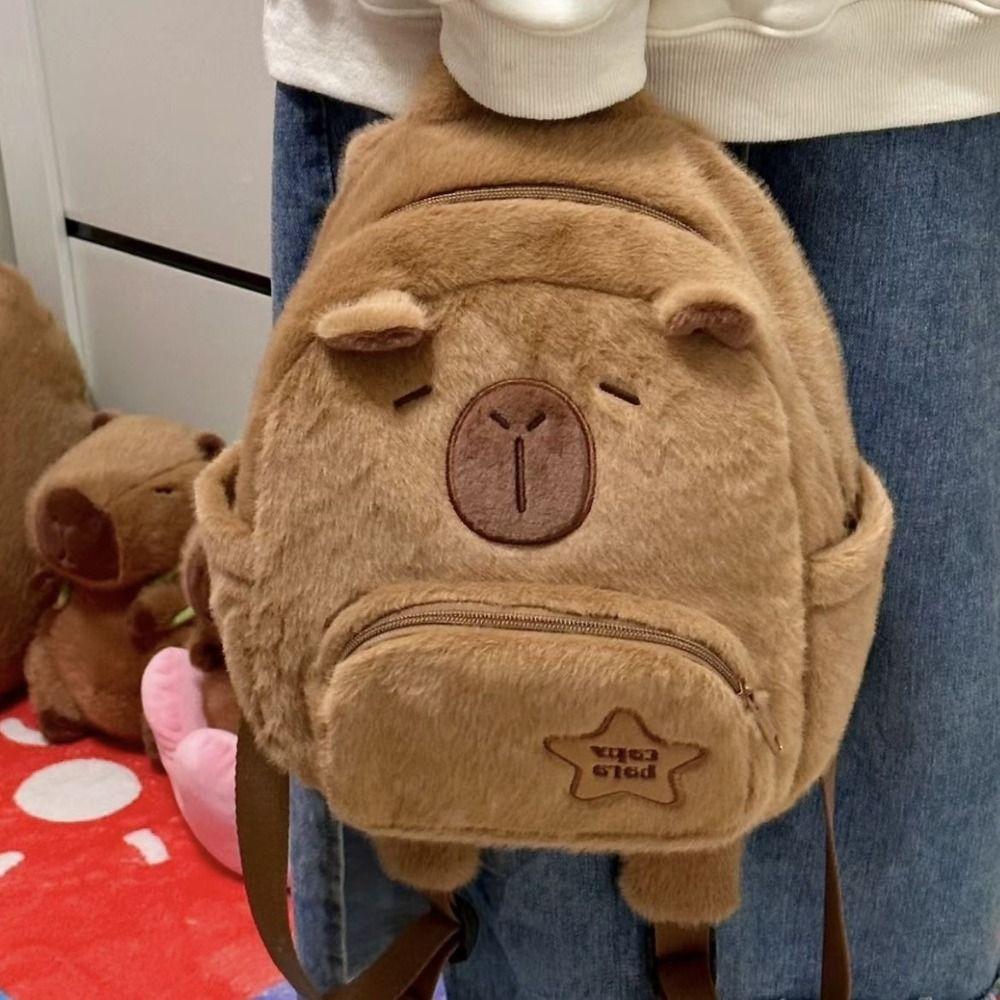 Cartoon Capybara Plush Backpack Gift Kawaii Cute Tote Bag Funny Large Capacity Capibala Bag