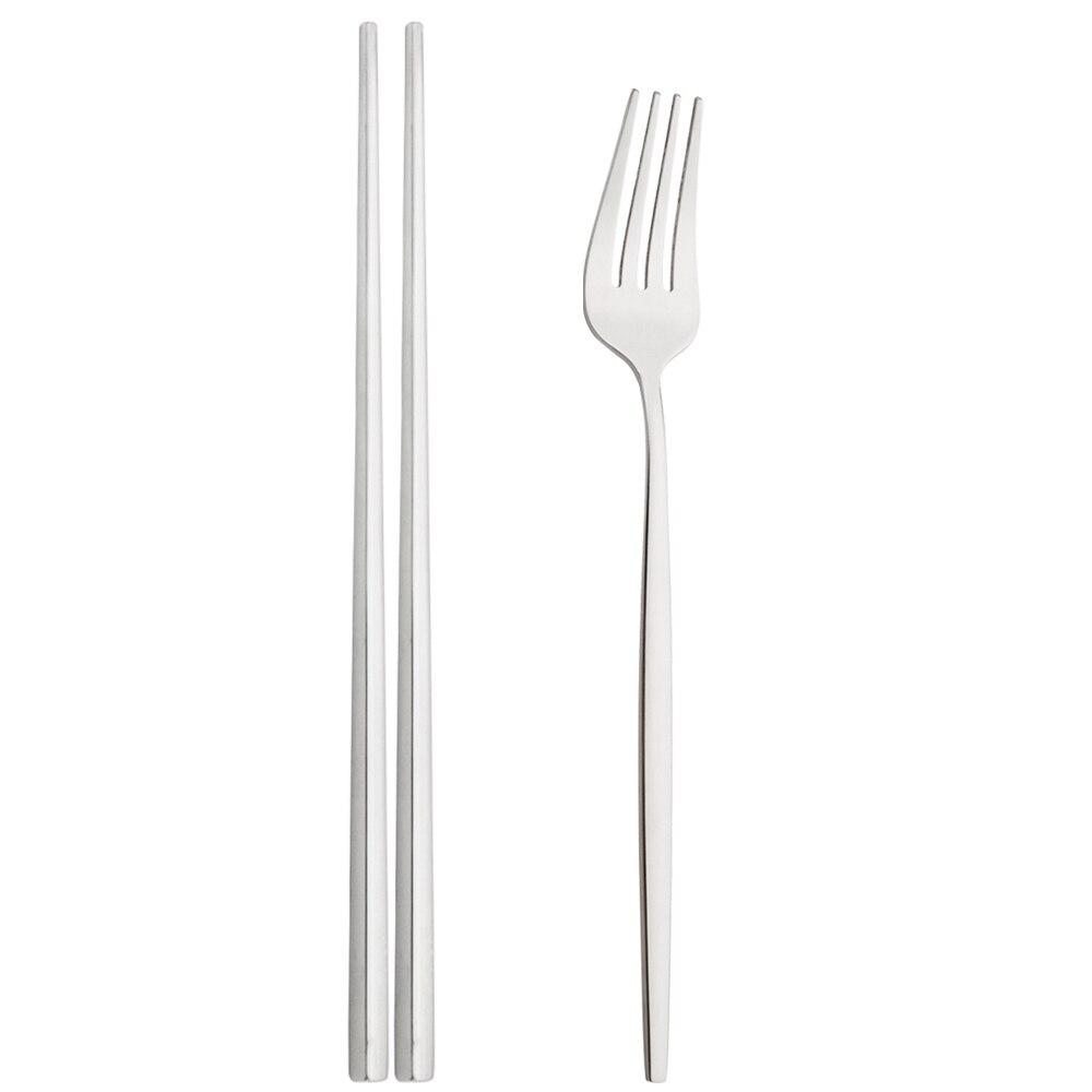 

2 шт., вилка 304, палочки для еды, набор столовой посуды, черное золото, западное серебро, наборы столовых приборов из нержавеющей стали, кухонный домашний набор посуды серебряный