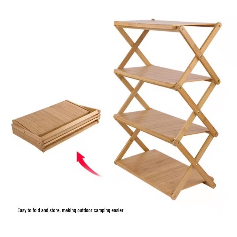 OLOEY Bamboo Foldable Camping Storage Rack