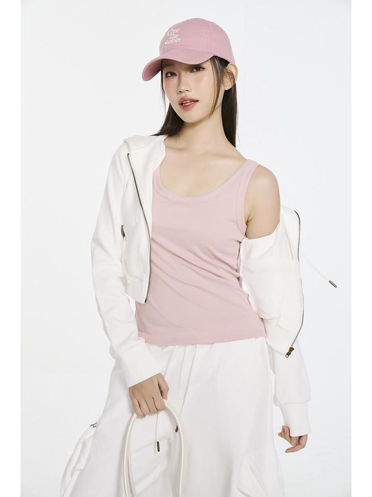 Spring 2026 Women's Tencel Lyocell Ribbed Spaghetti Strap U-Neck Vest Top