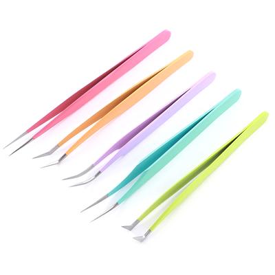 1/5 Pièces Pince à Cils Extension Acier Inoxydable Super Dure Pointes de Pince à Épiler Haute Précision Pince à Épiler Antistatique Outil Professionnel