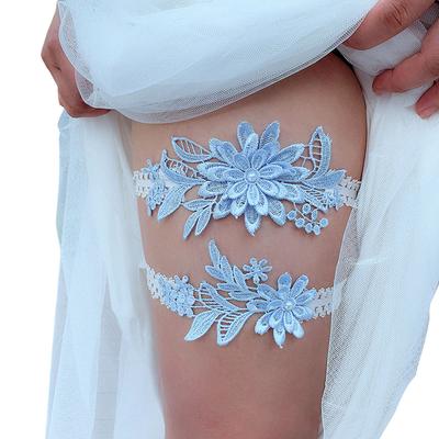 Bridal Lace Leg Ring Ring 2 Pieces Wedding Garter Navy White Embroidery Floral Fashion Sexy Bridal Thigh Ring Garter Belt 2023