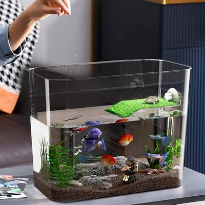 Betta Fish Tank Clear Desk Fish Tank Turtle Tank Starter Ornamental Fish Bowl Multi-Function Areas Small Aquarium Aquarium