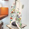 90cm Silk Scarf Women Plants Flowers Printed Square Scarves Head Echarpes Foulards Femme Wraps Shawls Bandana Lady Hijabs