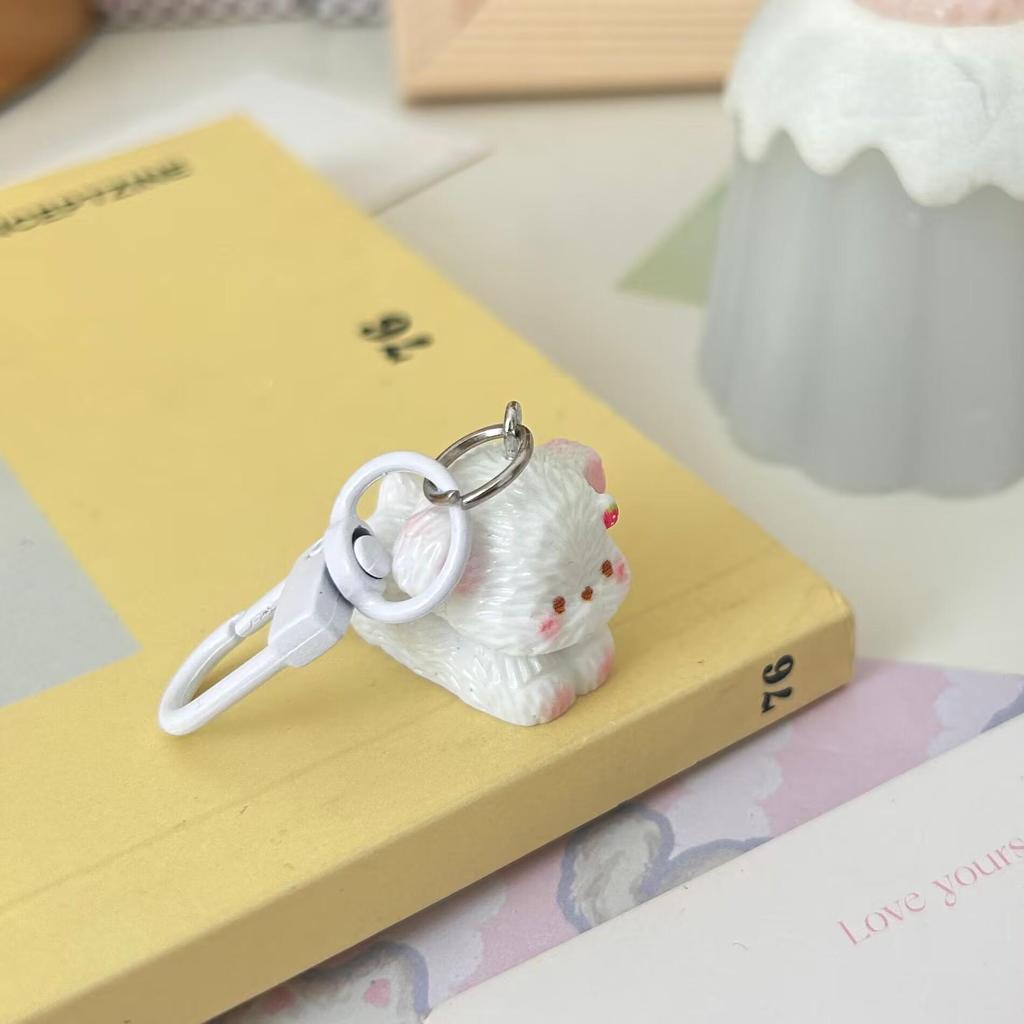 Creative 3D Resin Puppy Keychain - Cute Cartoon Teddy Bag Charm