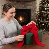 Christmas Door Hanging Bow Large Velvet Bow, Red Plush Wreath Holiday Tree Topper Outdoor Weather Resistant Decor Ornament for Valentine's Day, Home,