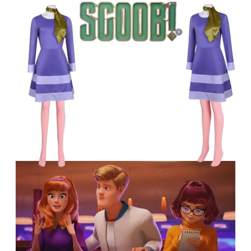 Scooby-doo Cosplay Kostüm für Damen Daphne's Lebhaftes Polyesterkleid