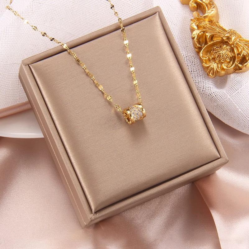 Micro-Set Zircon Waist Pendant Necklace Elegant Versatile Fade-Resistant Fashion Jewelry
