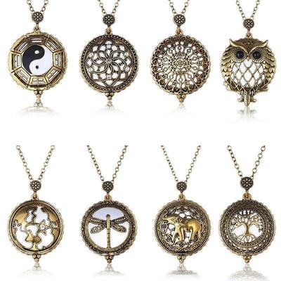 Hollow Retro Vintage Chain Magnifying Glass New Necklace Pendant Grandma Grandpa Gift