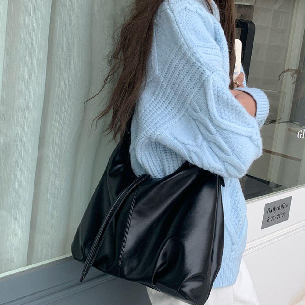 Casual Large Capacity Pu Shoulder Bag Fashion Brown Tote Bag Korean Style Black Ladies Crossbody Bag Holiday