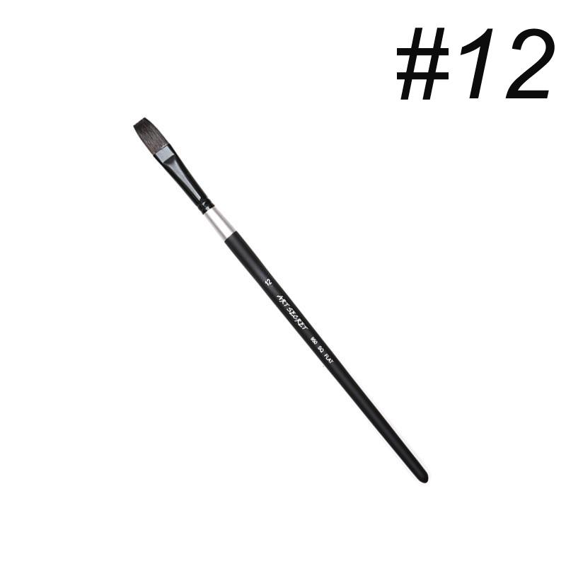 

Кисть с плоской головкой из беличьего волоса 1 шт., художественные кисти для рисования, принадлежности для акварели, гуаши, акрила #12 чёрный
