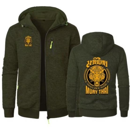 MMA Tiger Muay Thai Kick Boxing UFFC Jacket Sweatshirt Hoodies Zip Men Women Kid Unisex Long Sleeve Print Sport Gym Fitness Workout