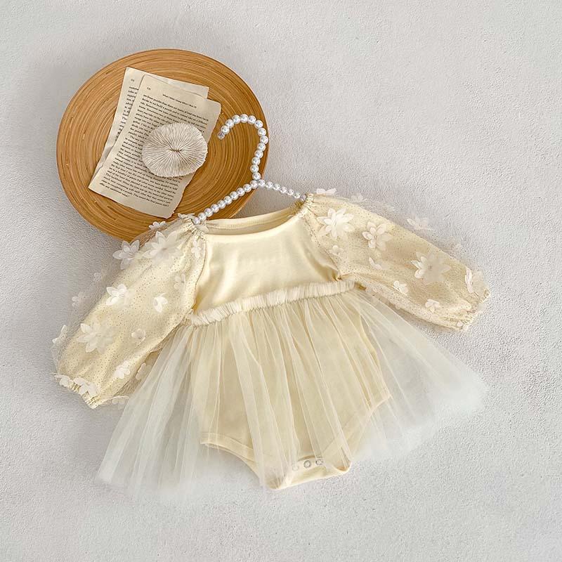 

Baby one-piece suit - Spring/Summer new style - Korean version - Hooded netted triangular bag baby dress - Solid color - Crawling suit for girls 66cm абрикосовый