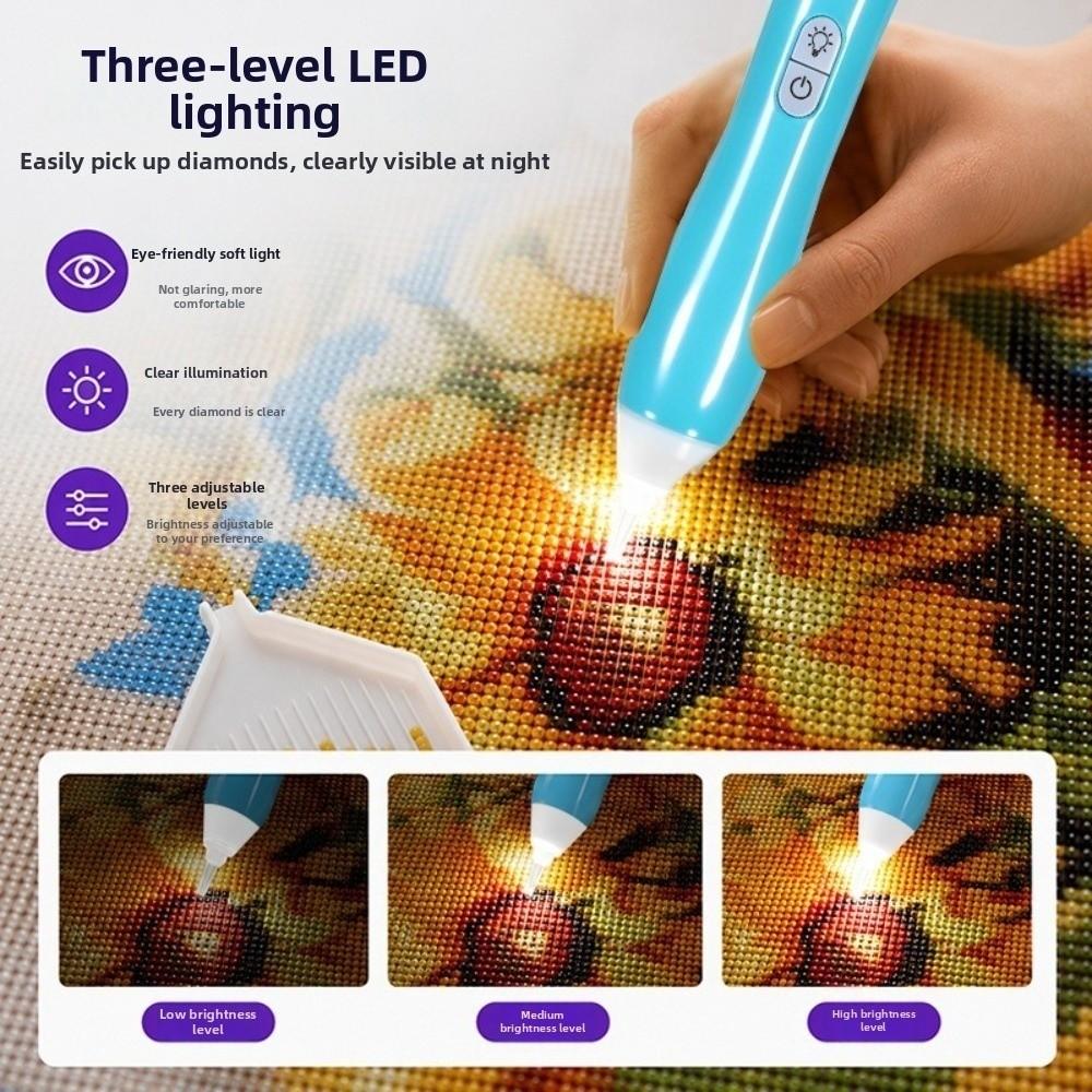 Rechargeable Electric Diamond Painting Pen Low‑Noise Led Light Handheld Diamond Art Pen Precision‑Pickup Vacuum‑Suction