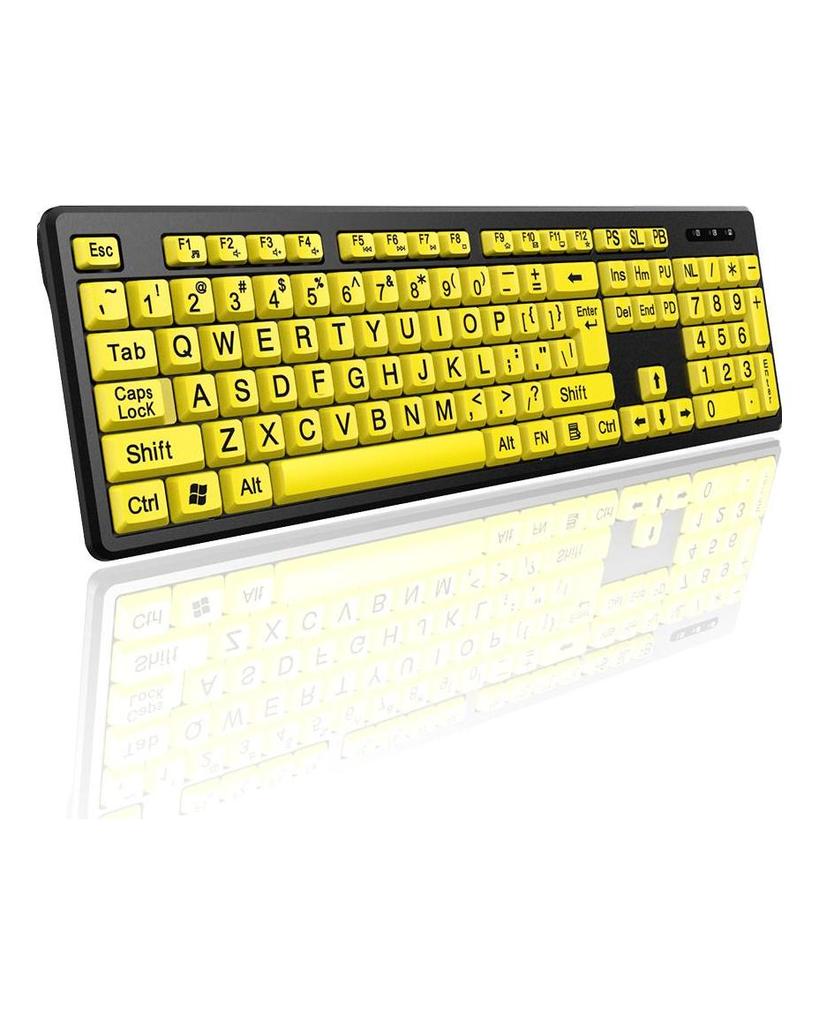 Wired Keyboard - Yellow Large Character Keyboard for Elderly,High Compatibility USB Plug-and-Play