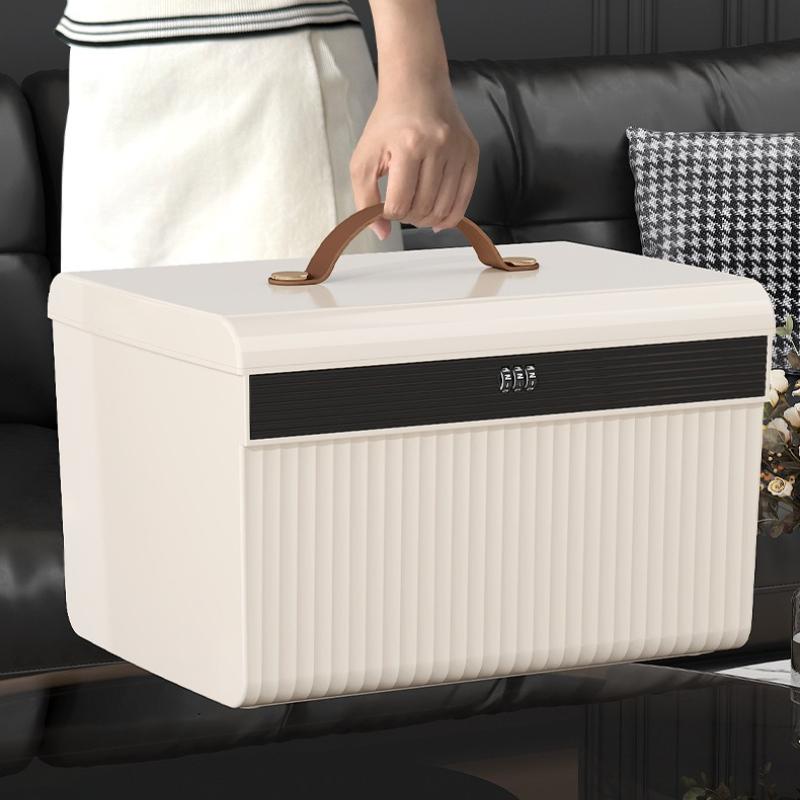 Tragbare Passwortbox mit Schloss für Reisepass-Zertifikat, 2 Fächer, abschließbar, Safe-Box, Aufbewahrungsbox mit großem Fassungsvermögen, Zuhause, Büro