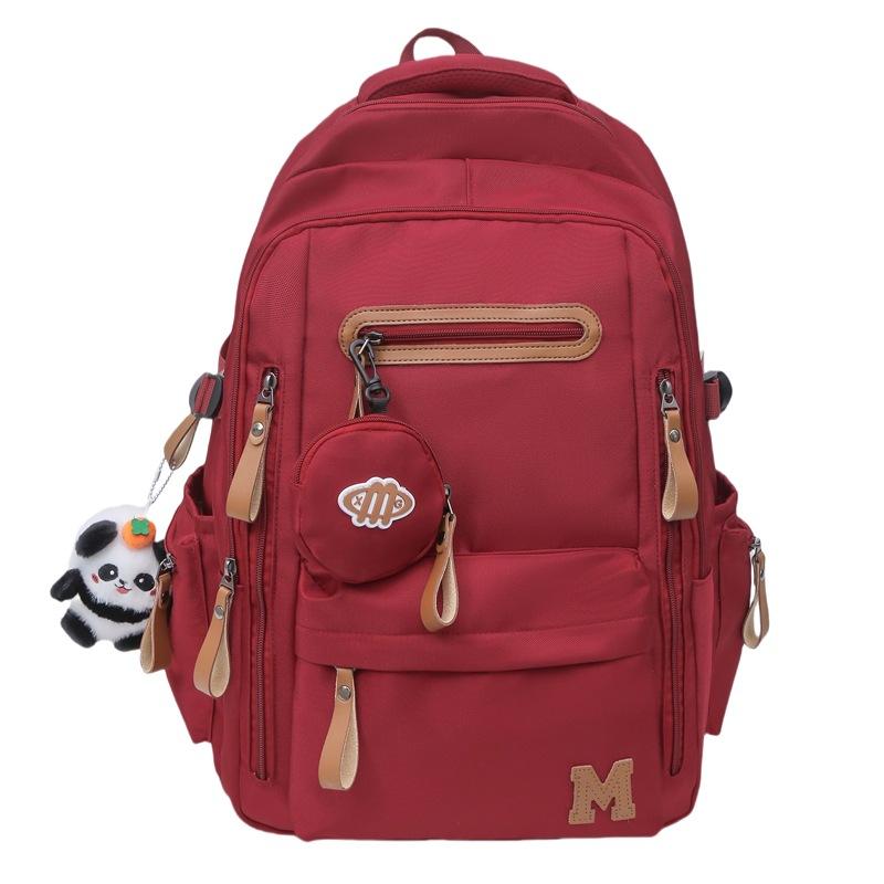 

Мужской рюкзак Женский рюкзак для путешествий большой вместимости Рюкзак для учеников средней школы Сумка для компьютера с кошельком для монет красный