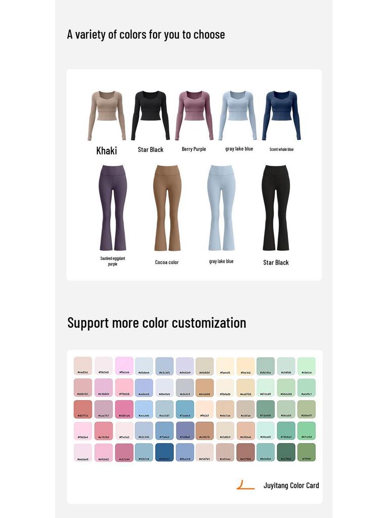 High Elastic Quick Dry Slimming Yoga Set: Long Sleeve T-shirt & Flared Pants for Spring and Autumn Workouts