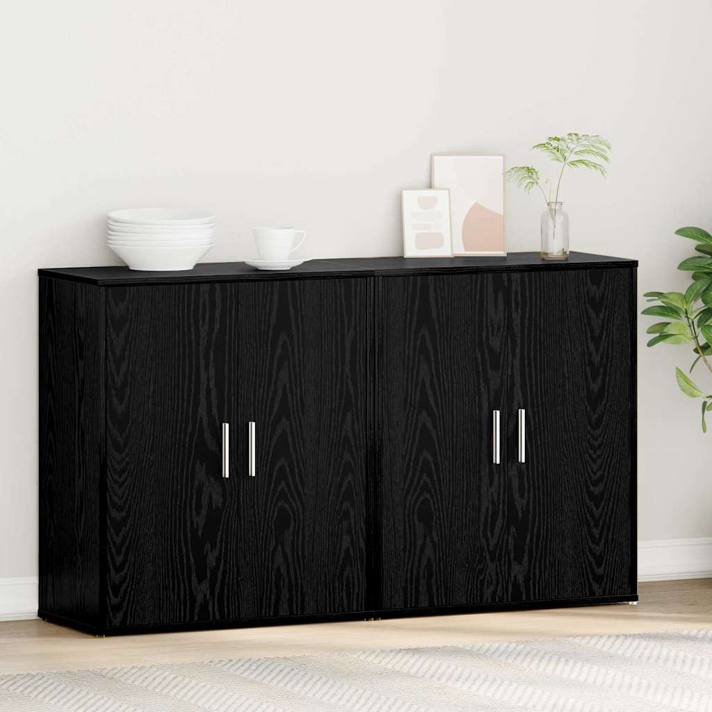 Sideboard 2 Pcs Black Oak Effect 60 X 31 X 70 Cm