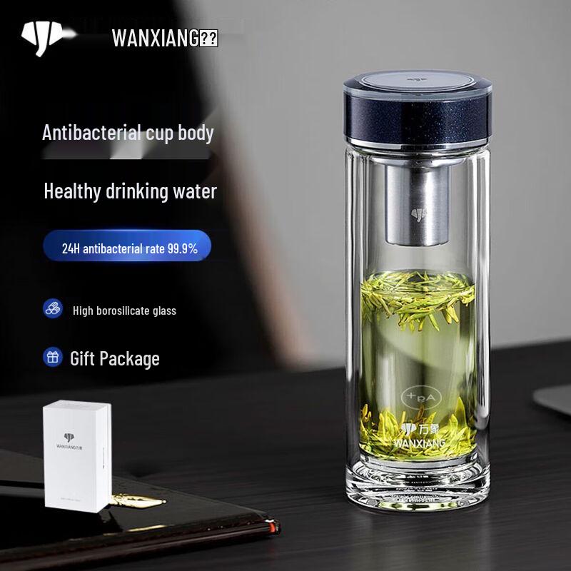 WANXIANG AV12L Silver Ion Antibacterial Double-Layer Glass Cup