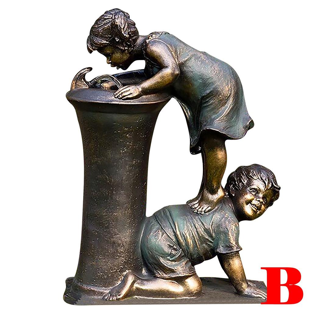 Latest Boy & Girl Sculpture Bath Pressure Water Statue Courtyard Resin Craft Garden Ornaments Garden Decoration Statue