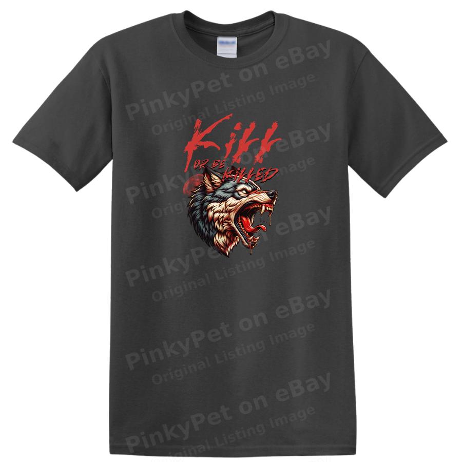 Kill or Be Killed Wolf Grafik T-Shirt Cooles Retro Tier Grafik T-Shirt