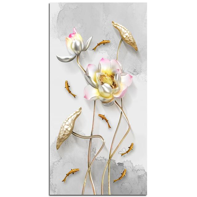 Modern New Chinese Style Watercolor Lotus Flower Fish Wall Pictures For Living Room Home Decor Canvas Print Poster Gallery Art No Frame