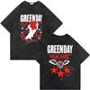 Rock Band Green Day Tour 2025 Merch T Shirt Fashion Rock Vintage Washed Tshirt Men Women Clothing Casual Short Sleeve Tshirts