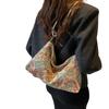 Damen Koreanische Mode Schulterhandtasche Vintage Ethnisch Bunte Blume Achseltasche Umhängetasche mit Verstellbarem Riemen