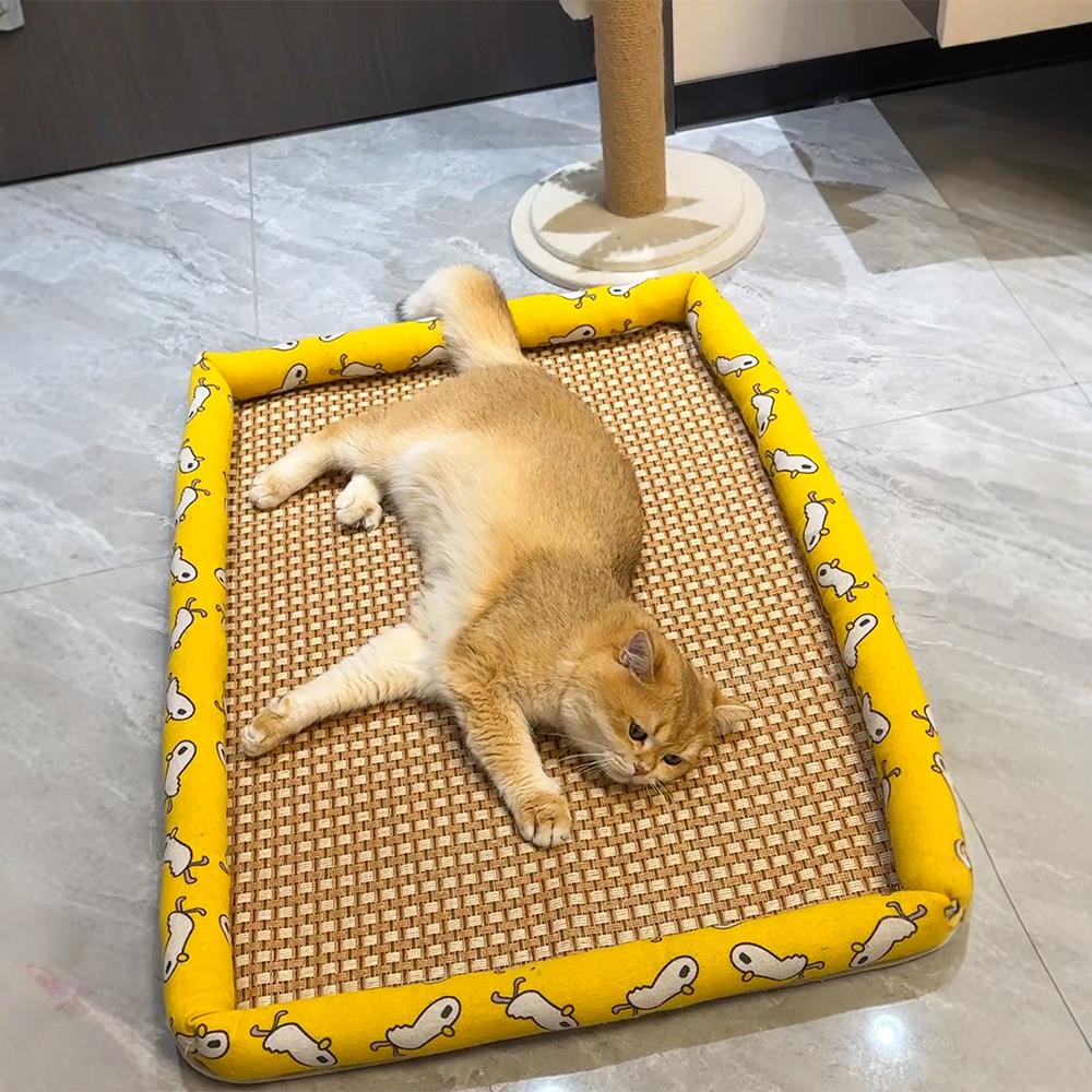 Rattan Cat Bed with Cooling Ice Pad - Four Seasons Universal Cat Nest