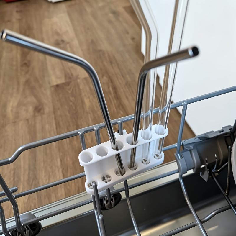 Straw Holder For Dishwasher Reusable Straw Washing Rack Anti-Drop Hole At The Bottom Kitchen Utensil Storage Caddy Accessories