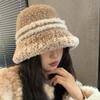 Plush Thickened Hat Women's Color Knitted Bucket Hat Winter Face Small Striped Basin Hat Tide
