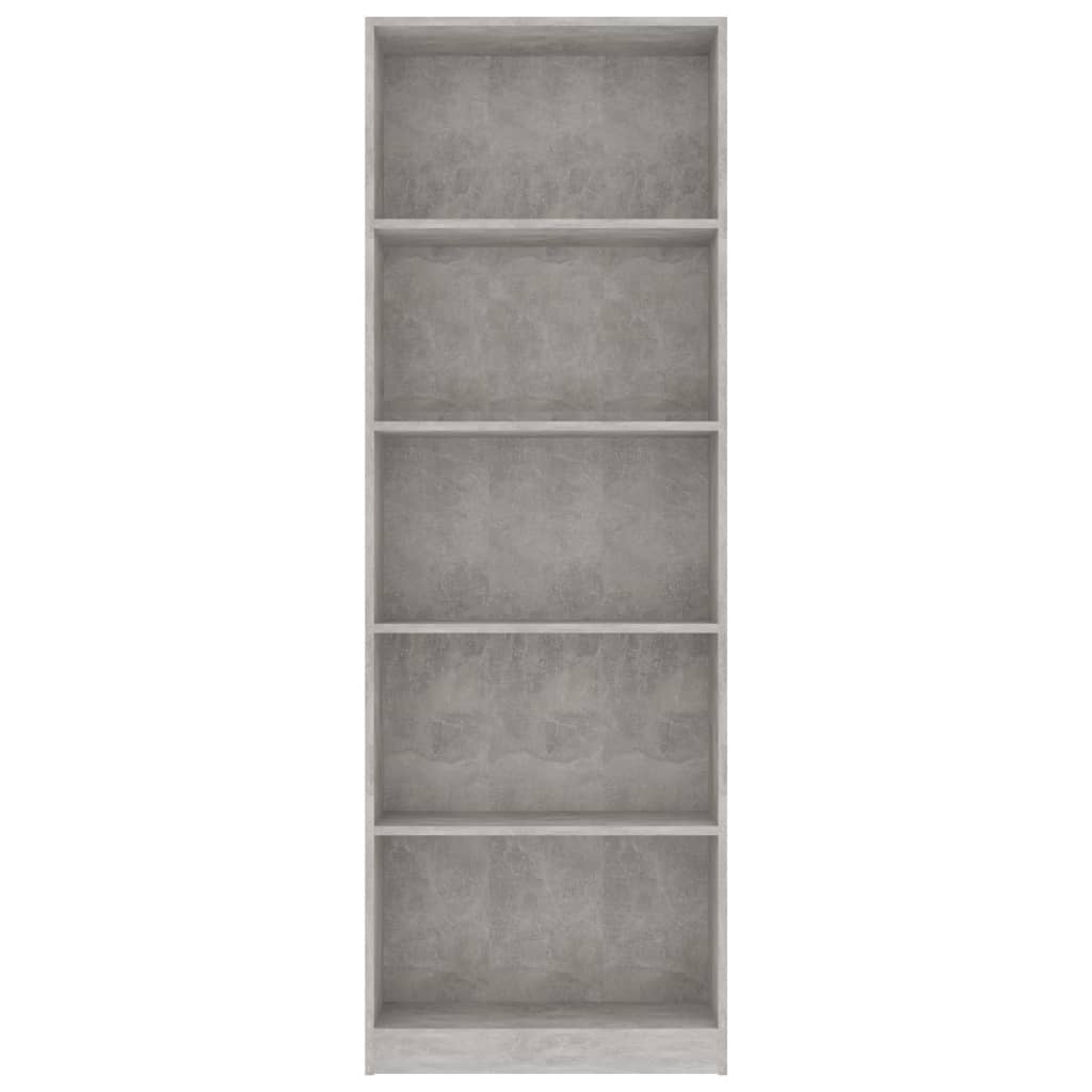 5 Shelf Bookshelf Concrete Grey 60 x 24 x 175 cm Engineered Wood