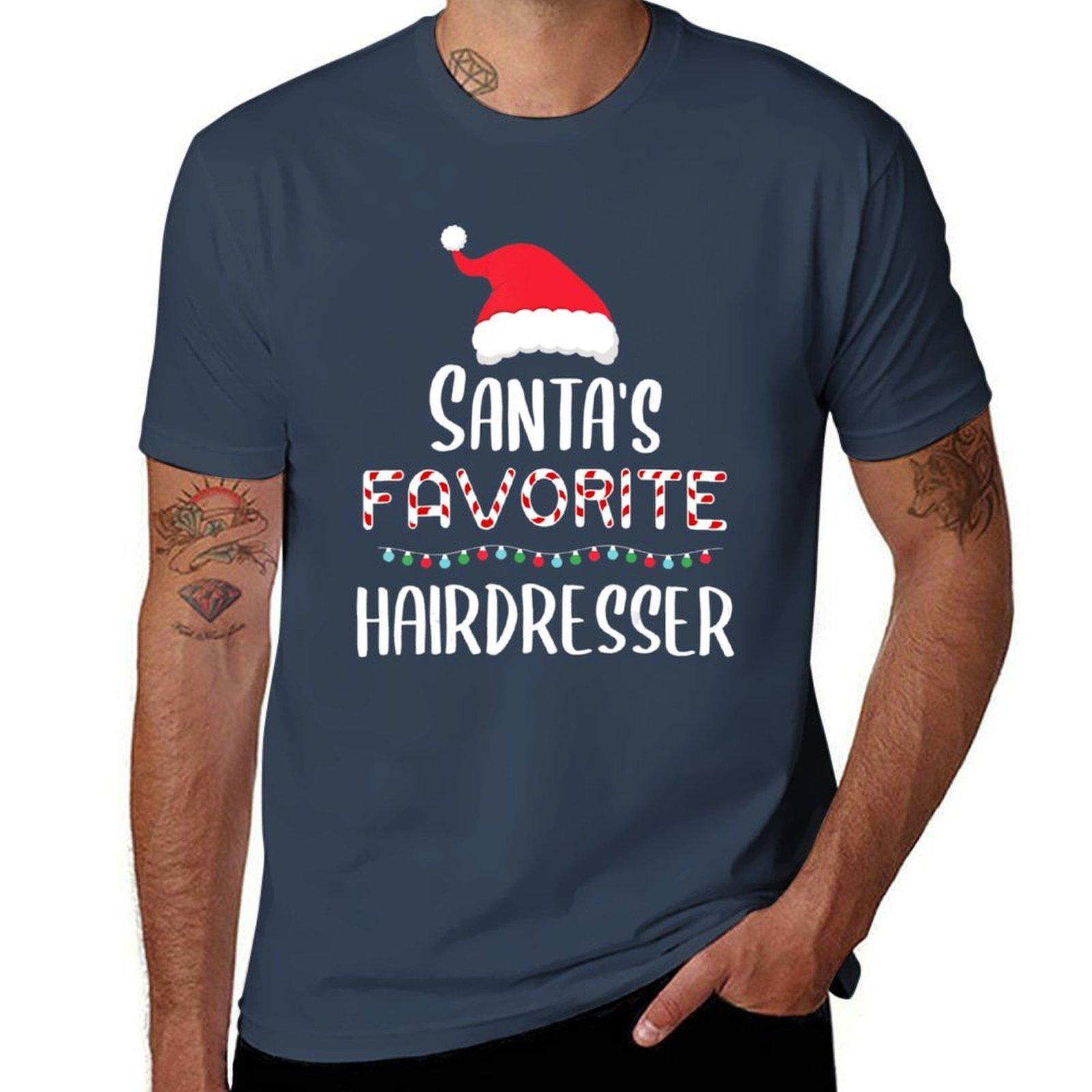 Santas Favorite Hairdresser Pajamas Xmas Hairdresser Costume Tshirt Christmas Theme Tee Top S