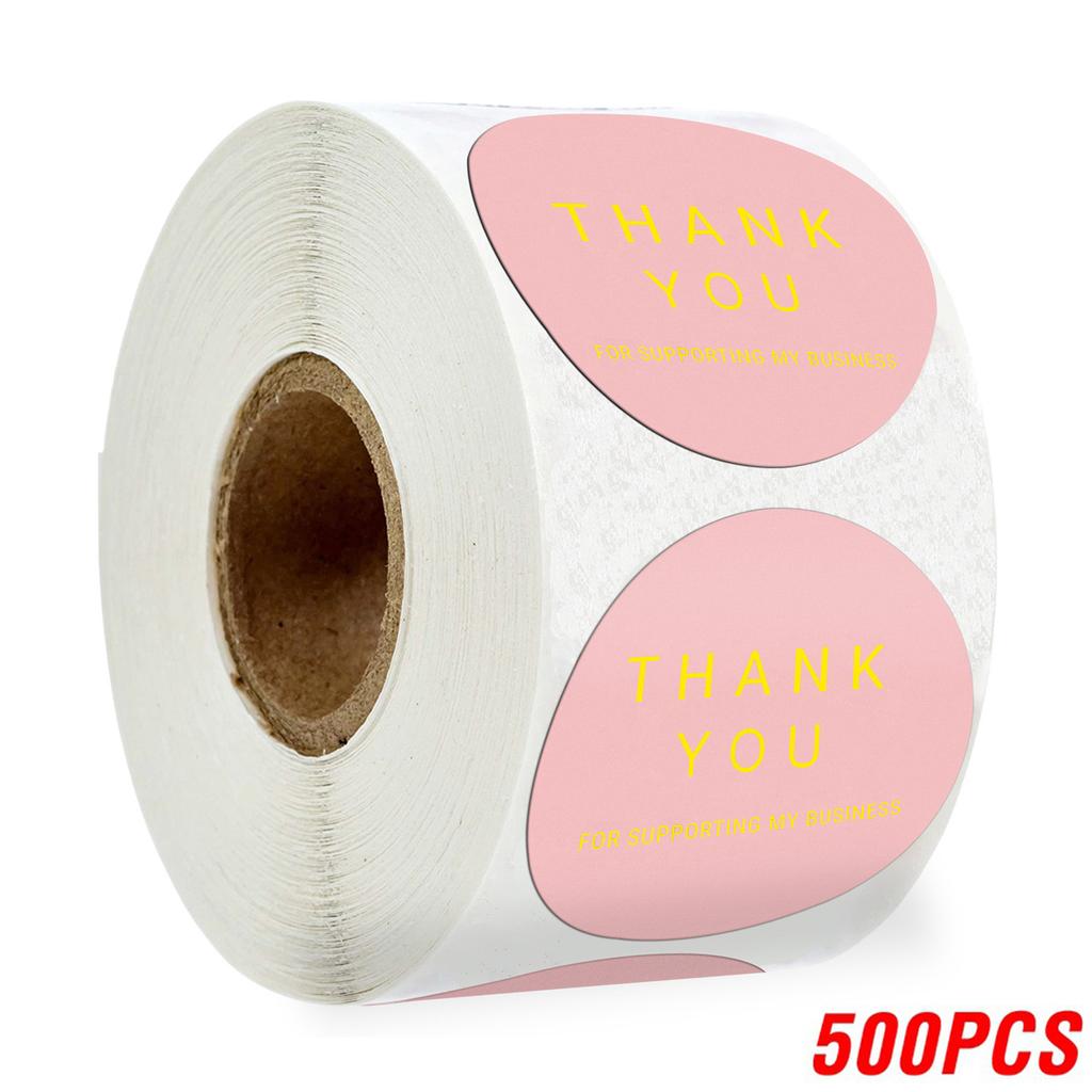 100-500pcs Thank You Sticker Envelope Seal Scrapbook Sticker Pink Heart Cute Round Sticker Stationery Label Stickers