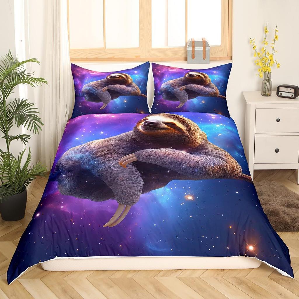 Sloth Starry Sky Duvet Set Three-Piece Children'S Room Decorative Bedding Set