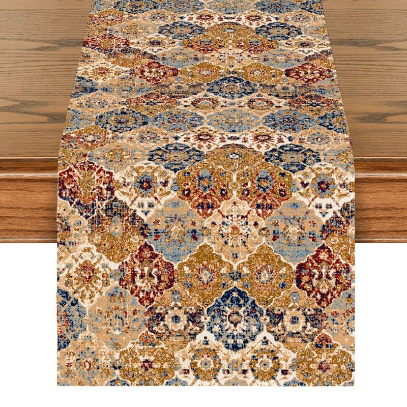 Ethnic Style Table Flag Restaurant Fabric Decoration Linen Tablecloth Dining Table Mat Bohemian Style Home Soft Decoration
