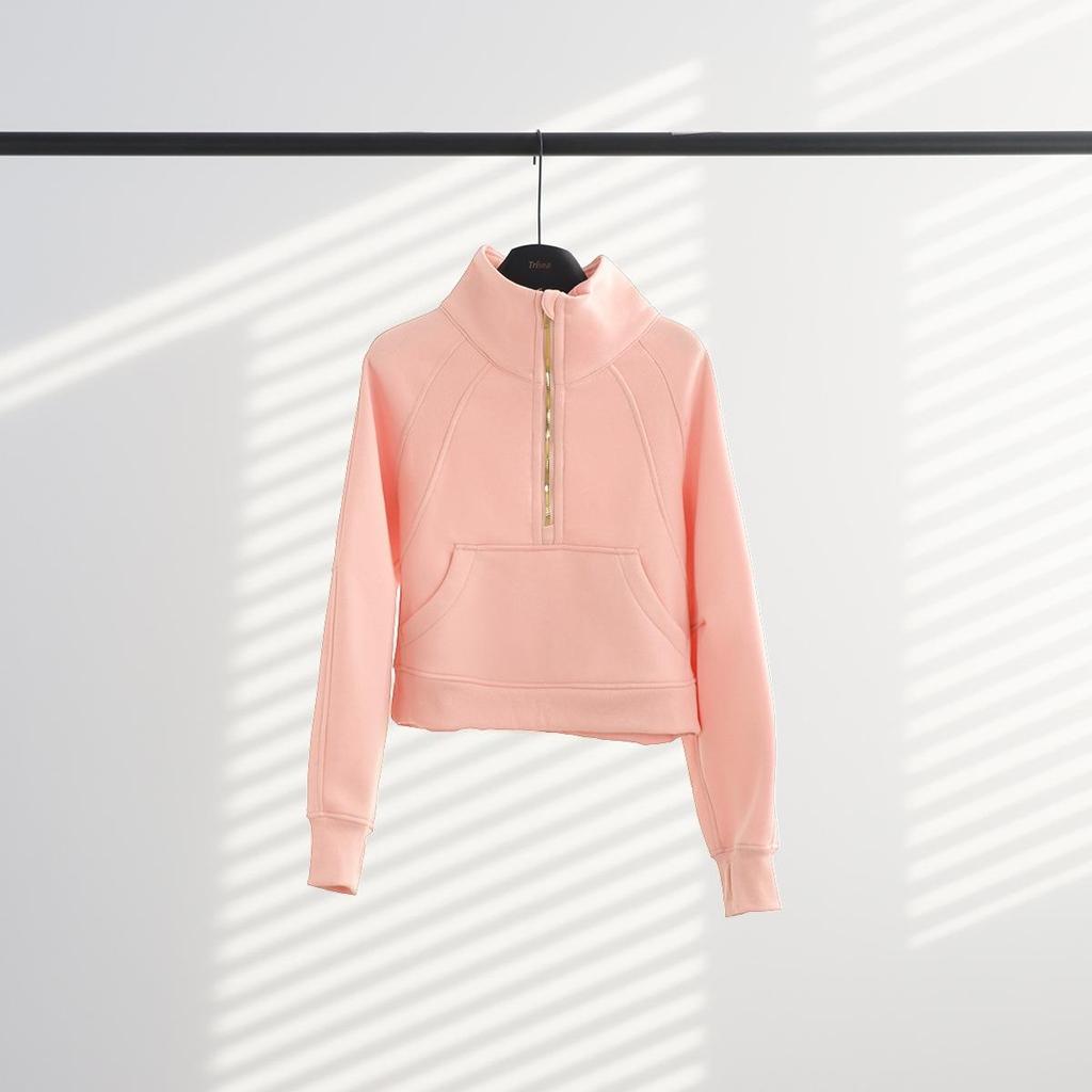 Lulu Scuba Stand Collar Half-Zip Loose Fleece Yoga Sports Hoodie