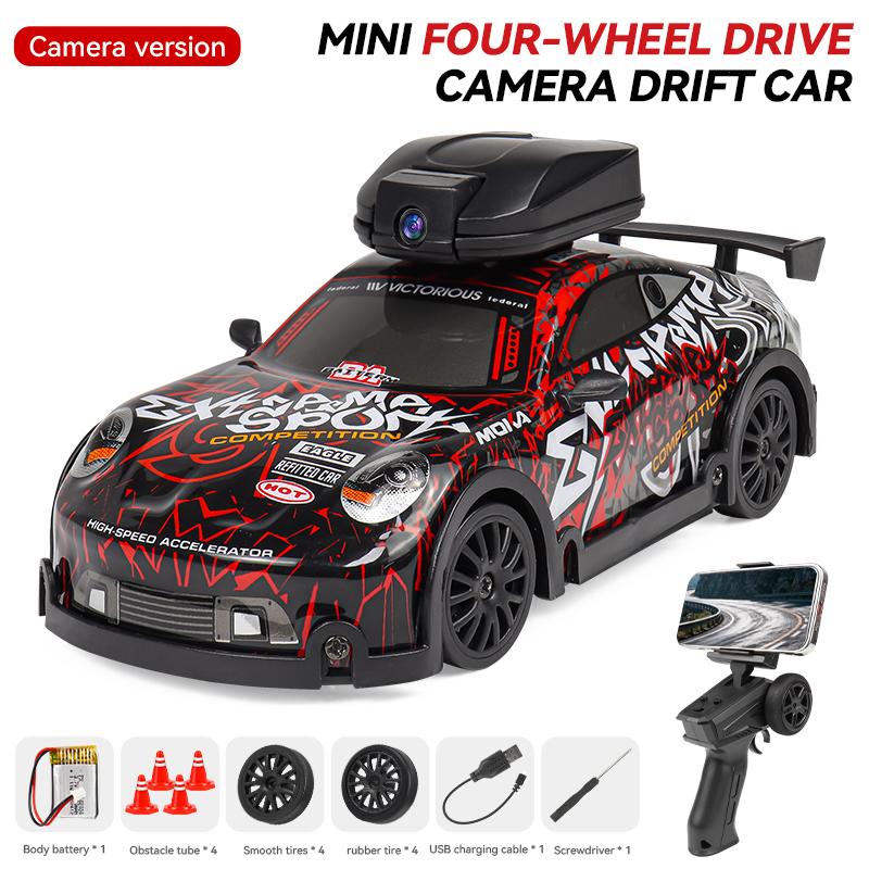 1: 32 Mini 2.4G RC Car Light 4WD Drift Remote Control Car Proportional Throttle Remote Control Camera Racing Model Gift